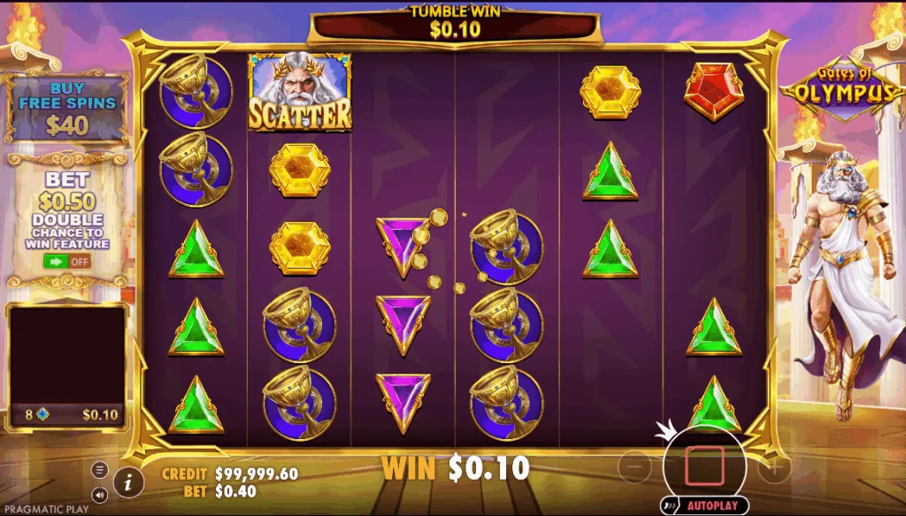 Interface de jeu et commandes de Gates of Olympus