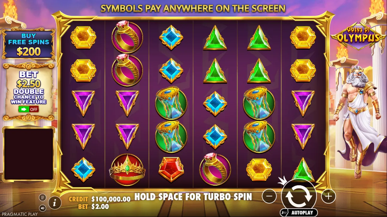 Gameplay en mode démo de Gates of Olympus